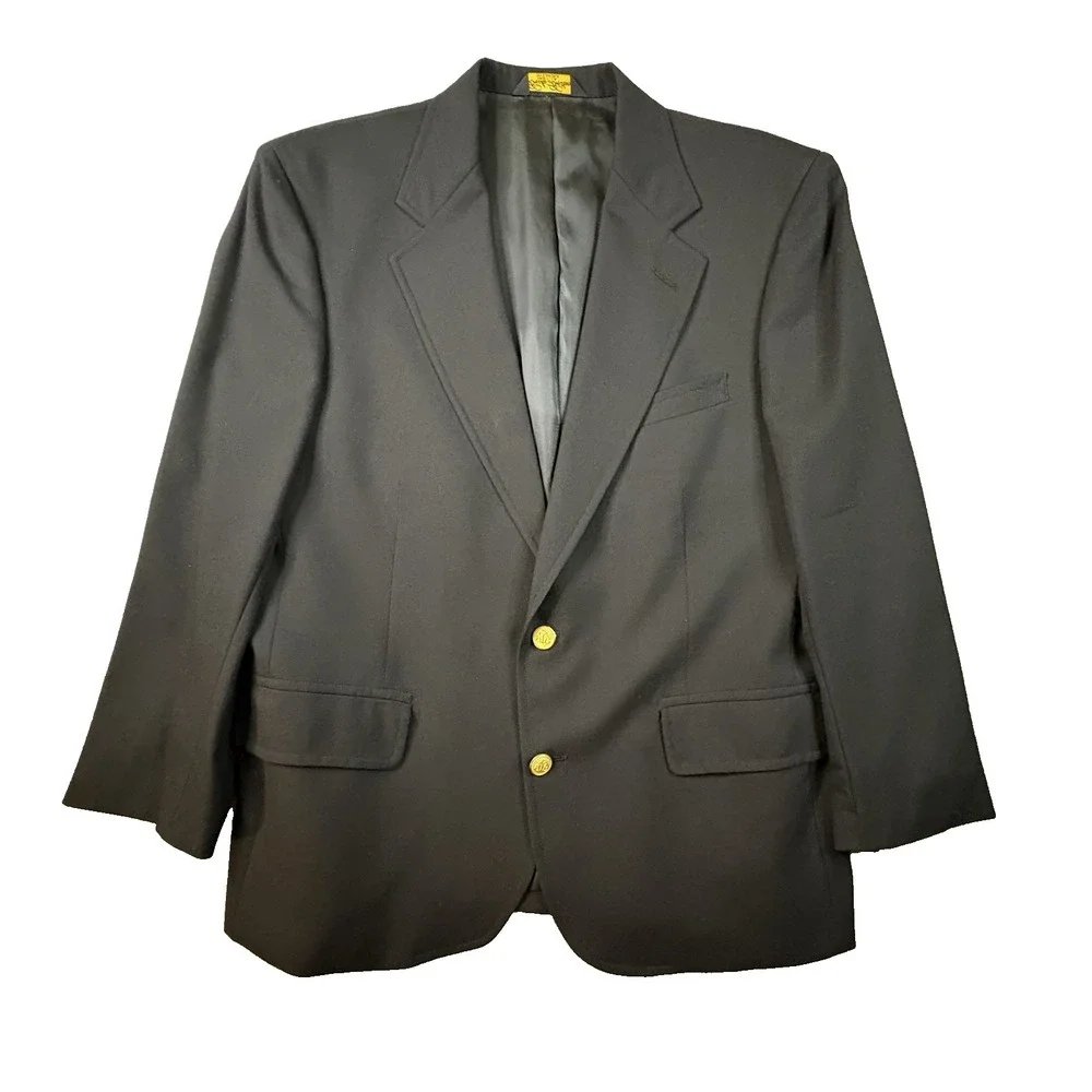VTG Brooks Brothers Men's 40S (~43S) Navy Brooksease Wool Gold Button Blazer USA